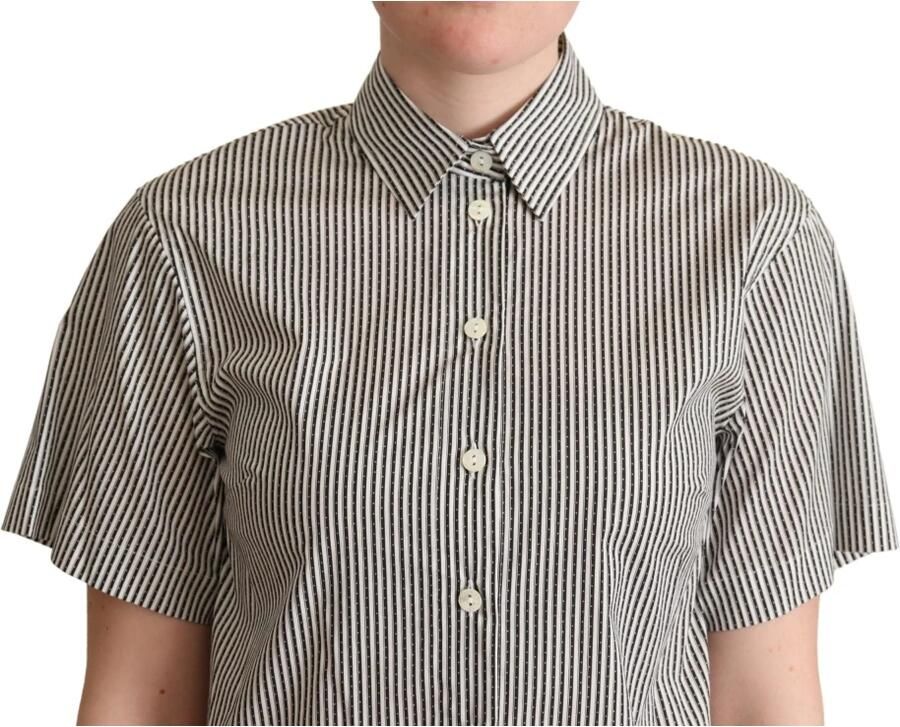 Dolce & Gabbana Gestreept Katoenen Overhemd Authentiek Italiaans Ontwerp Gray Dames