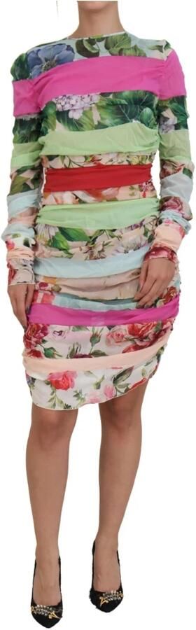 Dolce & Gabbana Multicolor Bloemen Sheath Jurk met Logo Details Meerkleurig Dames - Foto 5