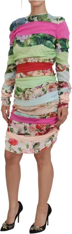 Dolce & Gabbana Multicolor Bloemen Sheath Jurk met Logo Details Meerkleurig Dames - Foto 6