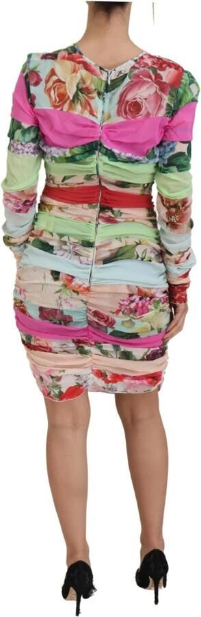 Dolce & Gabbana Multicolor Bloemen Sheath Jurk met Logo Details Meerkleurig Dames - Foto 4