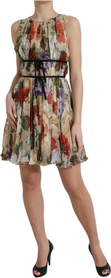 Dolce & Gabbana Beige Floral Sleeveless Round Neck Mini Dress Meerkleurig Dames - Foto 5