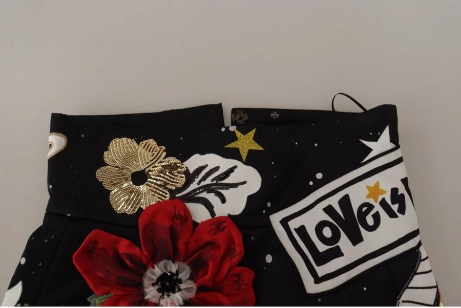 Dolce & Gabbana Zwarte A-lijn rok met hoge taille en versiering Multicolor Dames - Foto 4