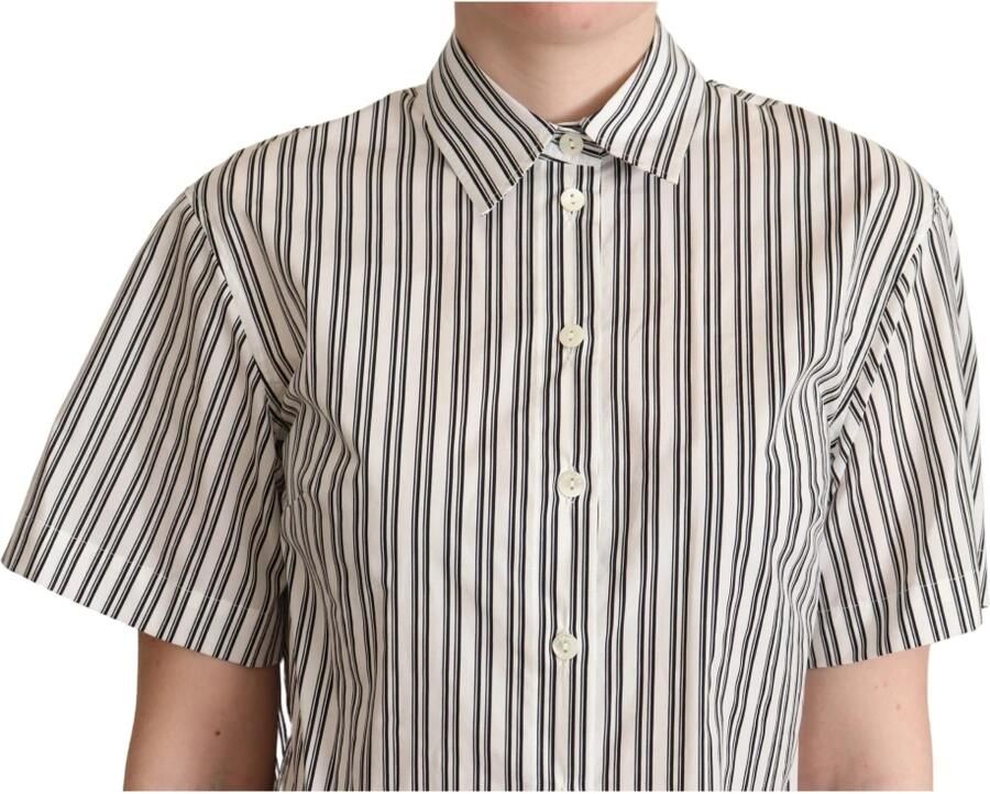 Dolce & Gabbana Gestreept Overhemd met Kraag Authentiek Katoen Stijlvol Ontwerp Gray Dames