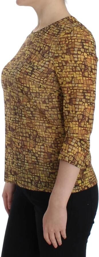 Dolce & Gabbana Multicolor Mozaïek Print Zijden Blouse T-shirt Brown Dames - Foto 6