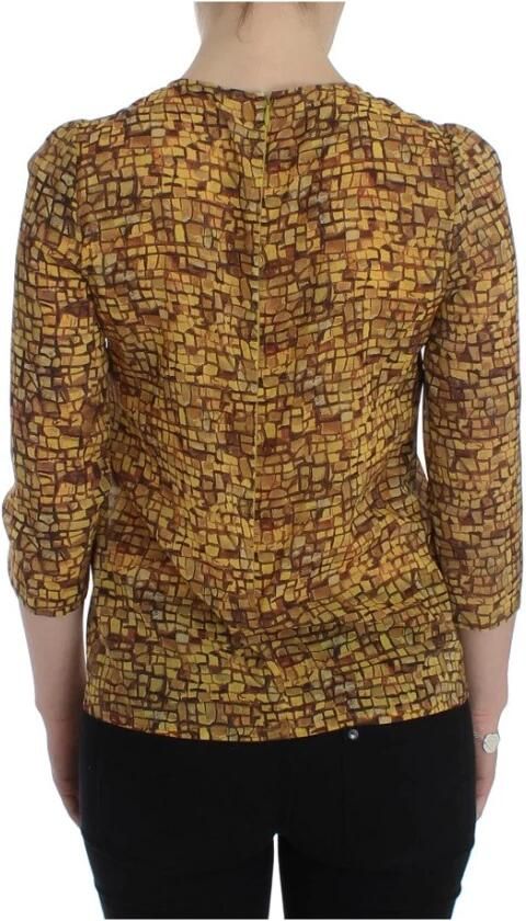Dolce & Gabbana Multicolor Mozaïek Print Zijden Blouse T-shirt Brown Dames - Foto 5