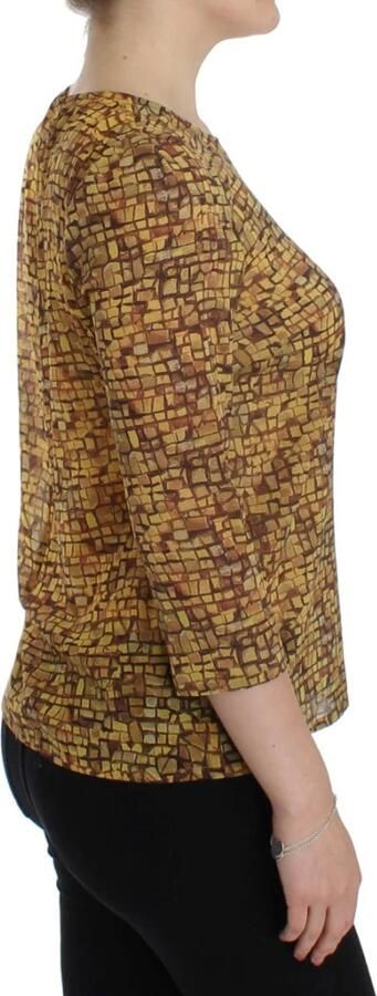 Dolce & Gabbana Multicolor Mozaïek Print Zijden Blouse T-shirt Brown Dames - Foto 7