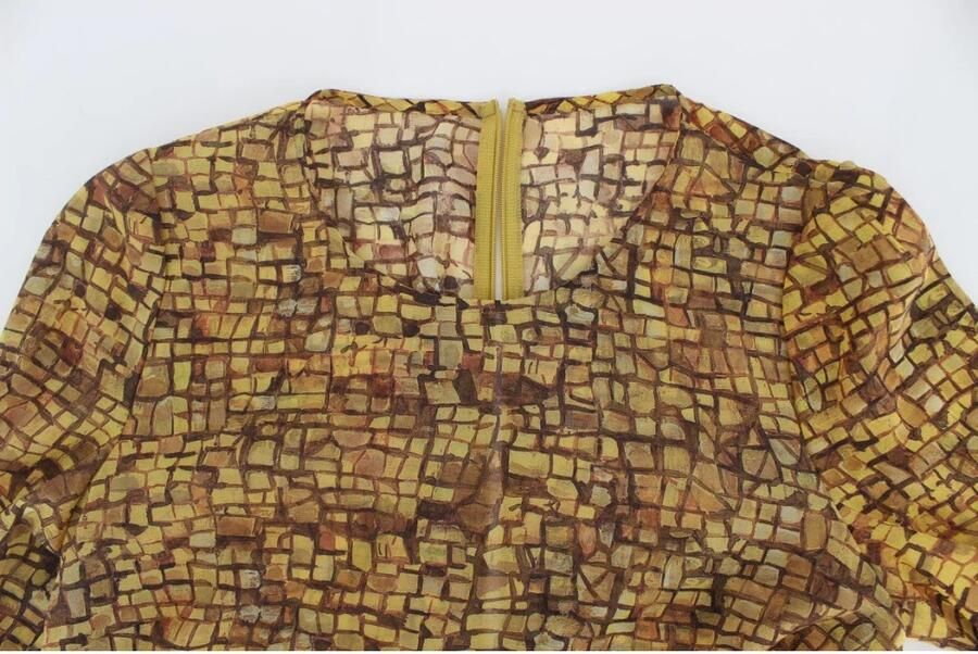 Dolce & Gabbana Multicolor Mozaïek Print Zijden Blouse T-shirt Brown Dames - Foto 4