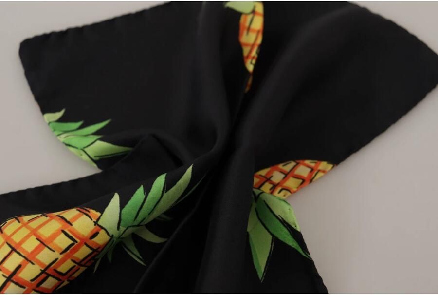 Dolce & Gabbana Zwarte ananas bedrukte vierkante zakdoek sjaal Black Heren