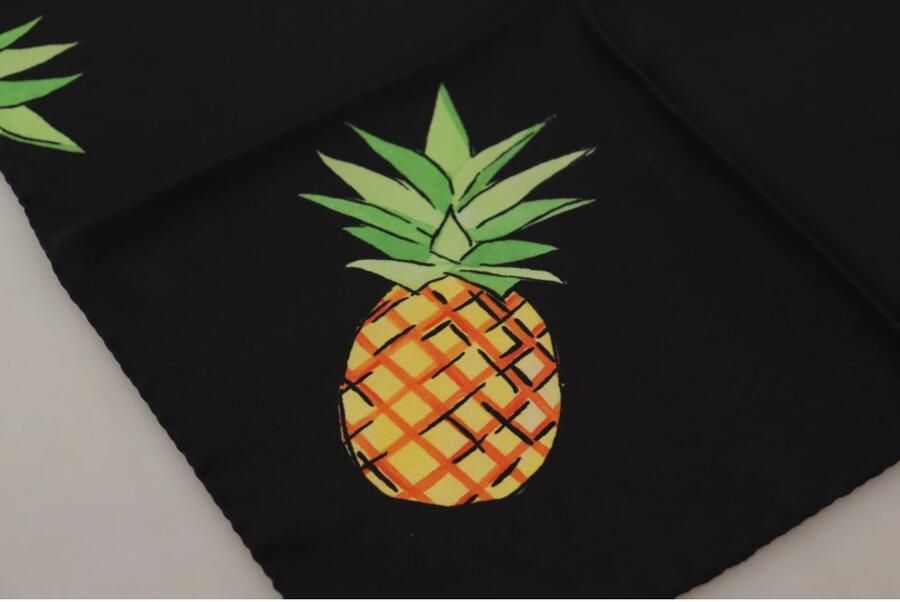 Dolce & Gabbana Zwarte ananas bedrukte vierkante zakdoek sjaal Black Heren - Foto 2