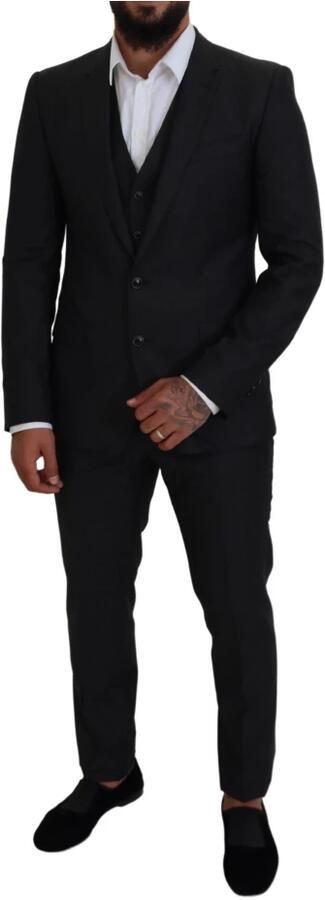 Dolce & Gabbana Zwart Virgin Wool Formeel 3-delig Pak Klassieke Elegantie Black Heren - Foto 17