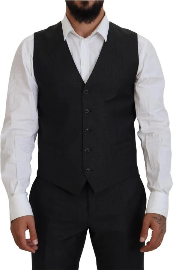 Dolce & Gabbana Zwart Virgin Wool Formeel 3-delig Pak Klassieke Elegantie Black Heren - Foto 6