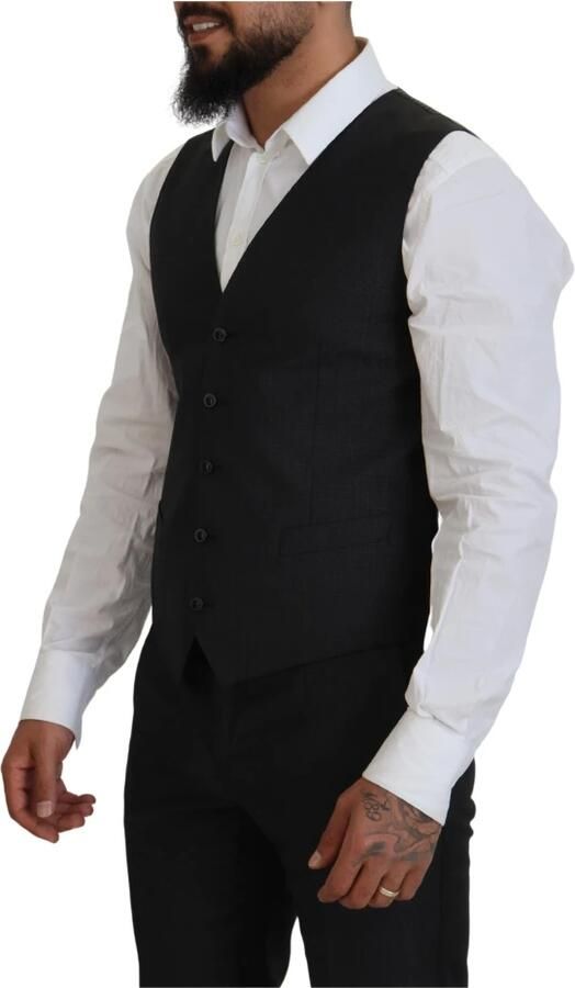 Dolce & Gabbana Zwart Virgin Wool Formeel 3-delig Pak Klassieke Elegantie Black Heren - Foto 8
