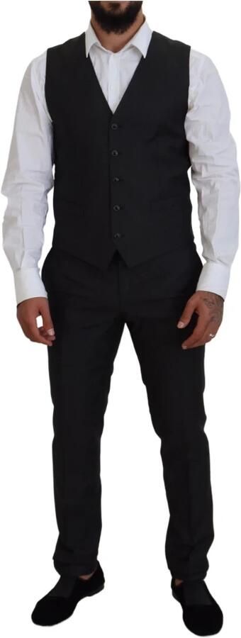 Dolce & Gabbana Zwart Virgin Wool Formeel 3-delig Pak Klassieke Elegantie Black Heren - Foto 13