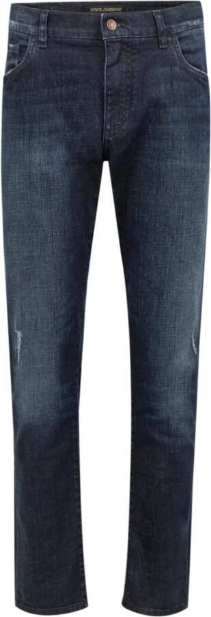 Dolce & Gabbana Skinny jeans met reliëflogo Blue Heren