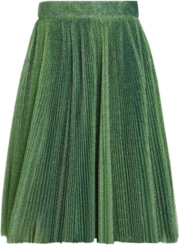 Dolce & Gabbana Metallic Groene Hoge Taille A-lijn Plooirok Green Dames - Foto 5