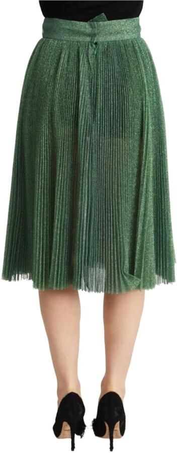 Dolce & Gabbana Metallic Groene Hoge Taille A-lijn Plooirok Green Dames - Foto 8