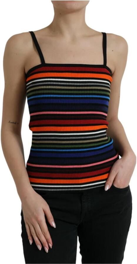D&G Overhemd D&G Veelkleurig gestreept gebreid tanktop TSH84802 - Foto 6