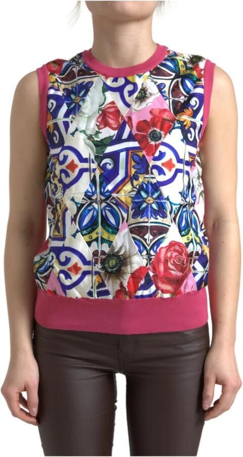 Dolce & Gabbana Multicolor Bloemen Crew Neck Tank Top Multicolor Dames - Foto 5