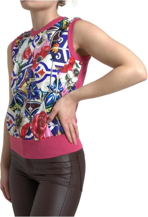 Dolce & Gabbana Multicolor Bloemen Crew Neck Tank Top Multicolor Dames - Foto 3