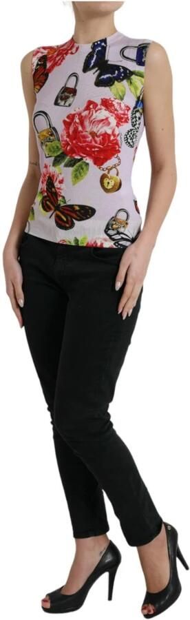 Dolce & Gabbana Bloemen vlinder tanktop kasjmier zijde Multicolor Dames - Foto 5