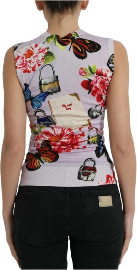 Dolce & Gabbana Bloemen vlinder tanktop kasjmier zijde Multicolor Dames - Foto 4