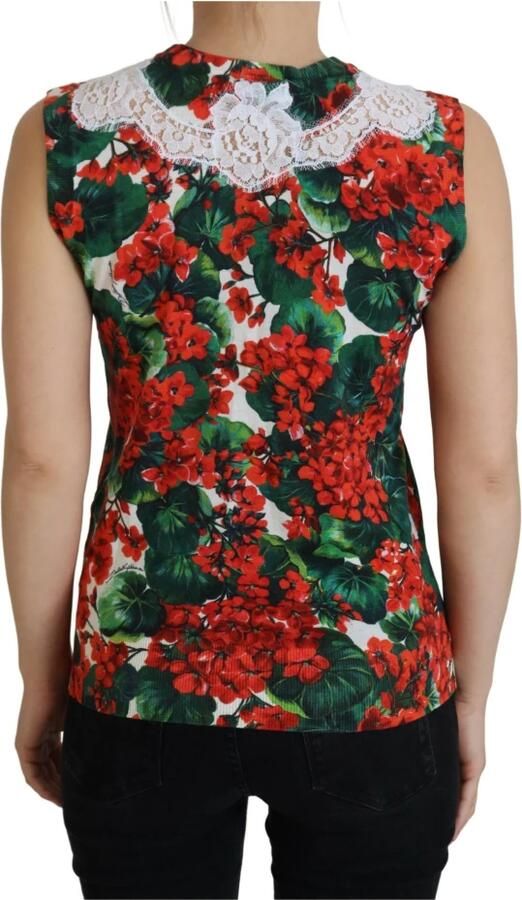Dolce & Gabbana Witte Bloemen Wollen Kant Vest Tanktop Multicolor Dames - Foto 4