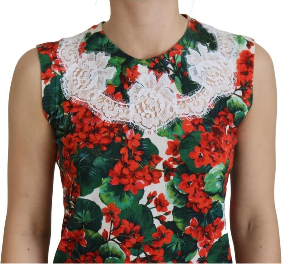 Dolce & Gabbana Witte Bloemen Wollen Kant Vest Tanktop Multicolor Dames