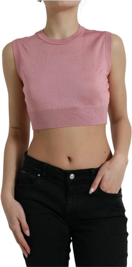 D&G Overhemd D&G Geribbelde gebreide mouwloze crop top - Foto 5