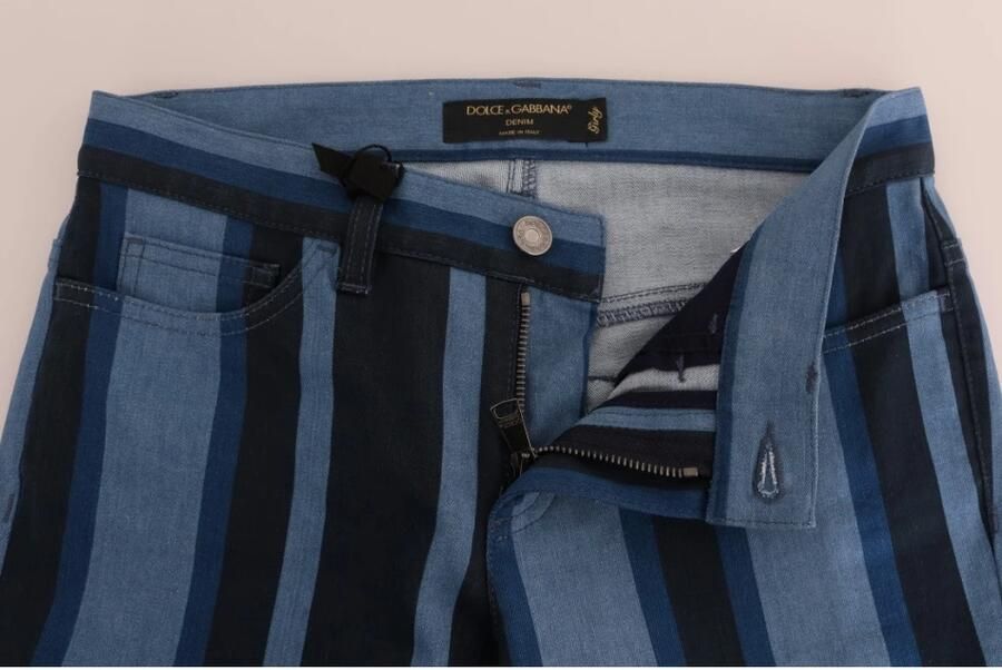 Dolce & Gabbana Blauwe Gestreepte Katoenen Jeans Slim Fit Blauw Dames - Foto 4