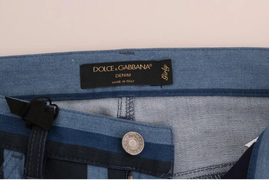 Dolce & Gabbana Blauwe Gestreepte Katoenen Jeans Slim Fit Blauw Dames - Foto 5