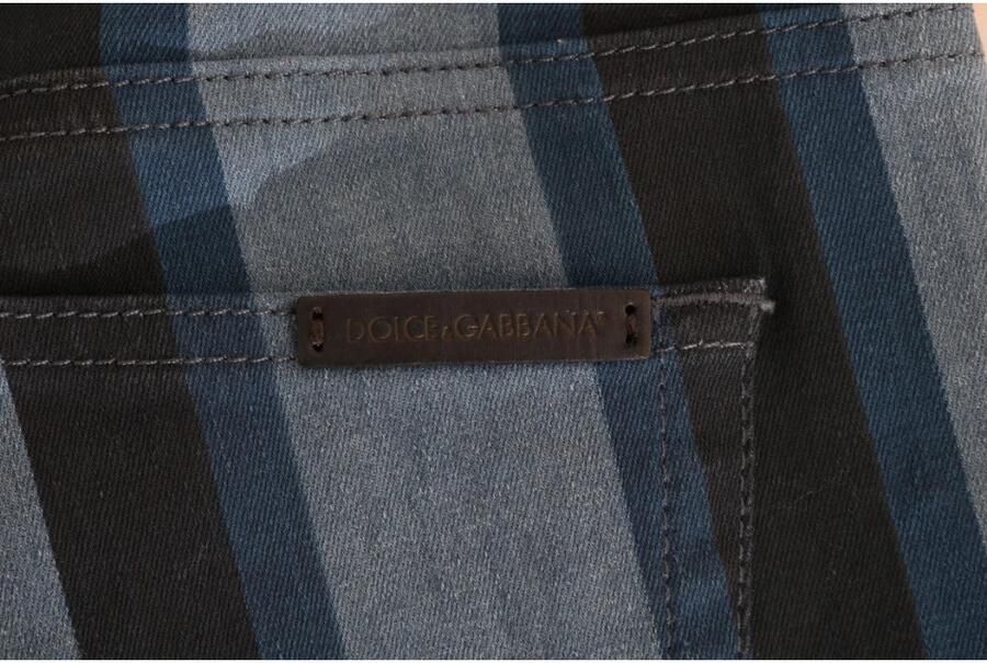 Dolce & Gabbana Blauwe Gestreepte Katoenen Jeans Slim Fit Blauw Dames