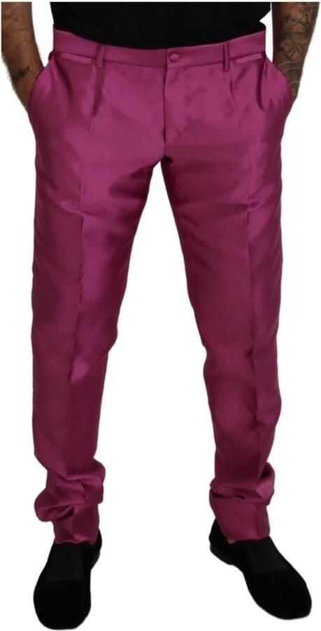 Dolce & Gabbana Roze Zijden Slim Fit Jurkbroek Pink Heren - Foto 3