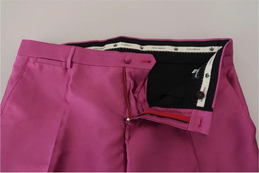 Dolce & Gabbana Roze Zijden Slim Fit Jurkbroek Pink Heren