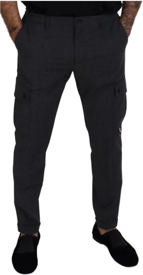 Dolce & Gabbana Grijze Geruite Stretch Cargo Broek Gray Heren - Foto 5