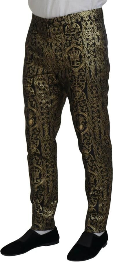 Dolce & Gabbana Zwarte Gouden Jacquard Jurkbroek Multicolor Heren - Foto 4