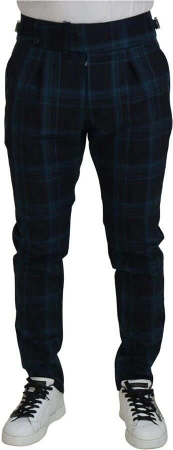 Dolce & Gabbana Blauw Paars Geruite Wollen Broek Blue Heren - Foto 6
