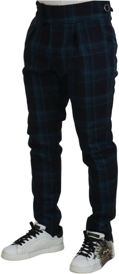 Dolce & Gabbana Blauw Paars Geruite Wollen Broek Blue Heren - Foto 4