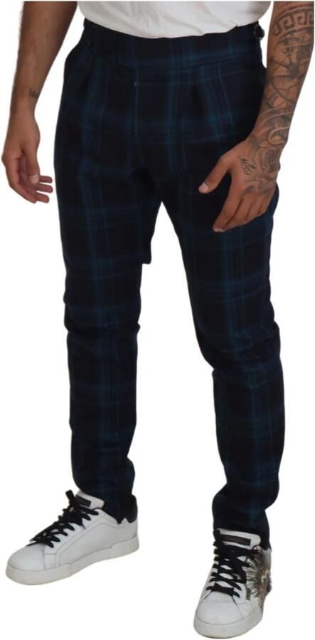 Dolce & Gabbana Blauw Paars Geruite Wollen Broek Blue Heren - Foto 3