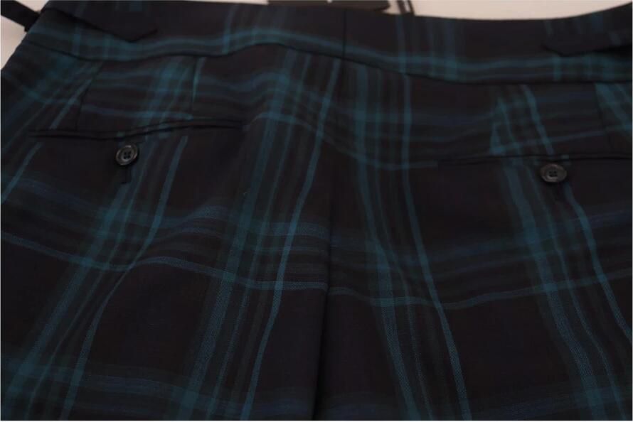 Dolce & Gabbana Blauw Paars Geruite Wollen Broek Blue Heren - Foto 2