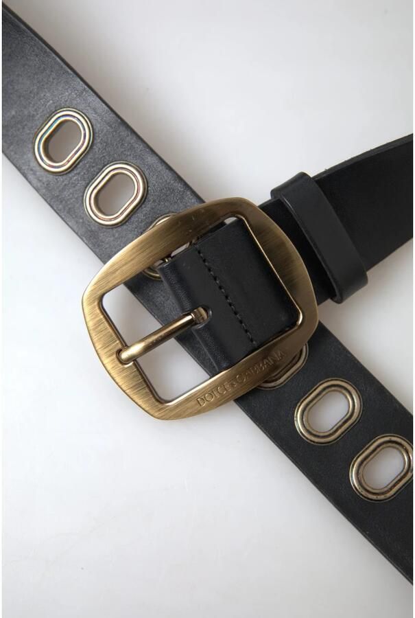 Dolce & Gabbana Smalle Italiaanse leren riem met metalen gesp Black Heren