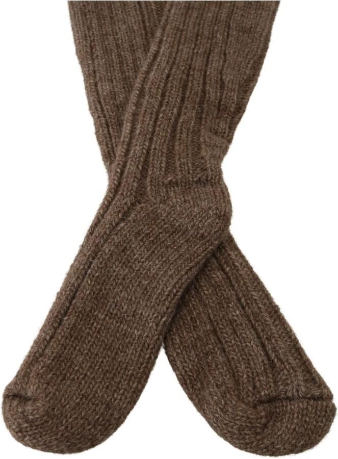 Dolce & Gabbana Luxe Bruine Wol Gebreide Kalf Lange Dames Sokken Brown Dames