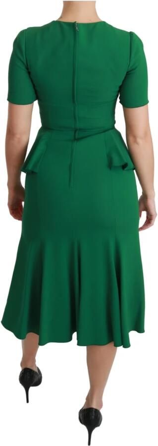 D&G Jurk D&G Dolce Gabbana Jurk Smaragdgroen Peplum Taille Korte Mouwen - Foto 4