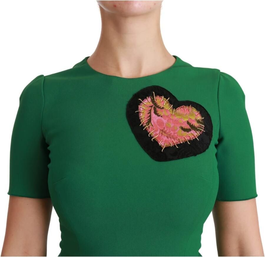 D&G Jurk D&G Dolce Gabbana Jurk Smaragdgroen Peplum Taille Korte Mouwen