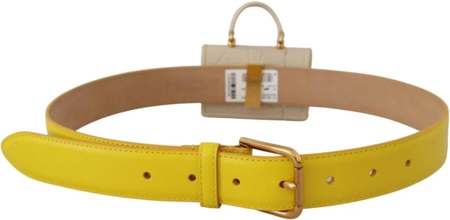 Dolce & Gabbana Gele Leren Devotion Heart Micro Tas Hoofdtelefoon Riem Yellow Dames - Foto 3