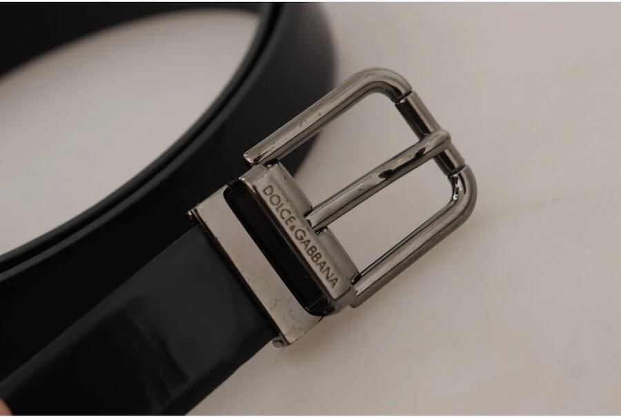 Dolce & Gabbana Elegante zwarte leren riem met metalen gesp Black Heren