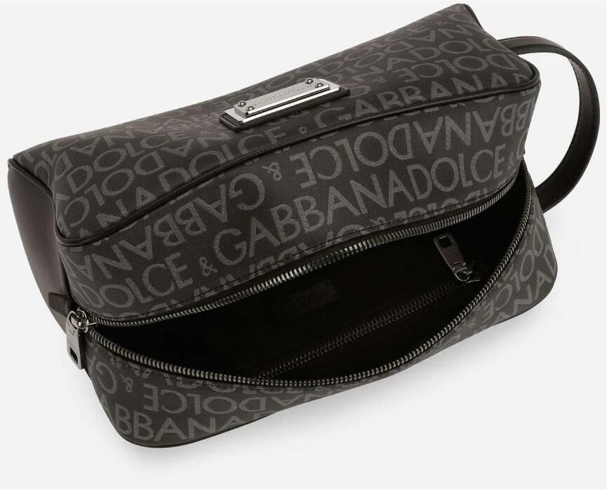 Dolce & Gabbana Logo-Print Toilettas voor Stijlvolle Mannen Black Heren