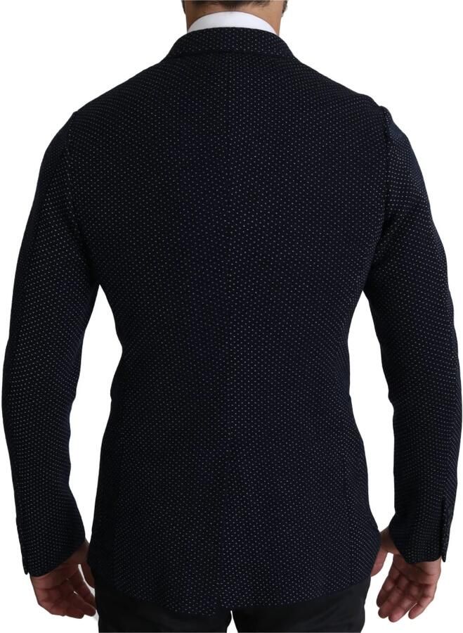 Dolce & Gabbana Donkerblauwe gestippelde dubbelrijige blazer met logo details Blue Heren - Foto 2