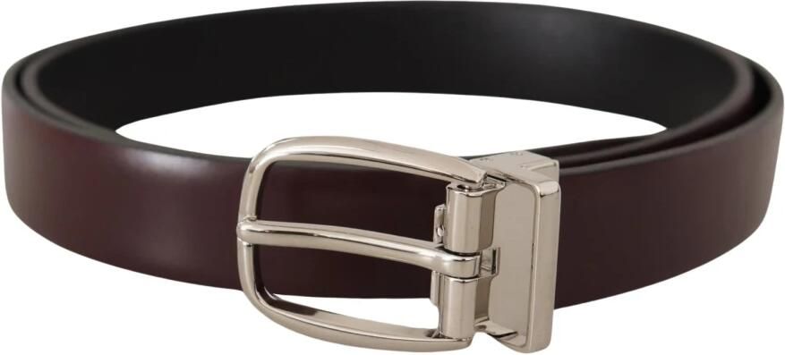 Dolce & Gabbana Stijlvolle Leren Riem met Zilveren Detail Brown Heren