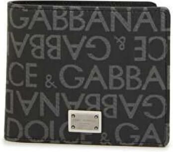 Dolce & Gabbana Logoed Jacquard Portemonnee Zwart Grijs Gemaakt in Italië Black Heren - Foto 8