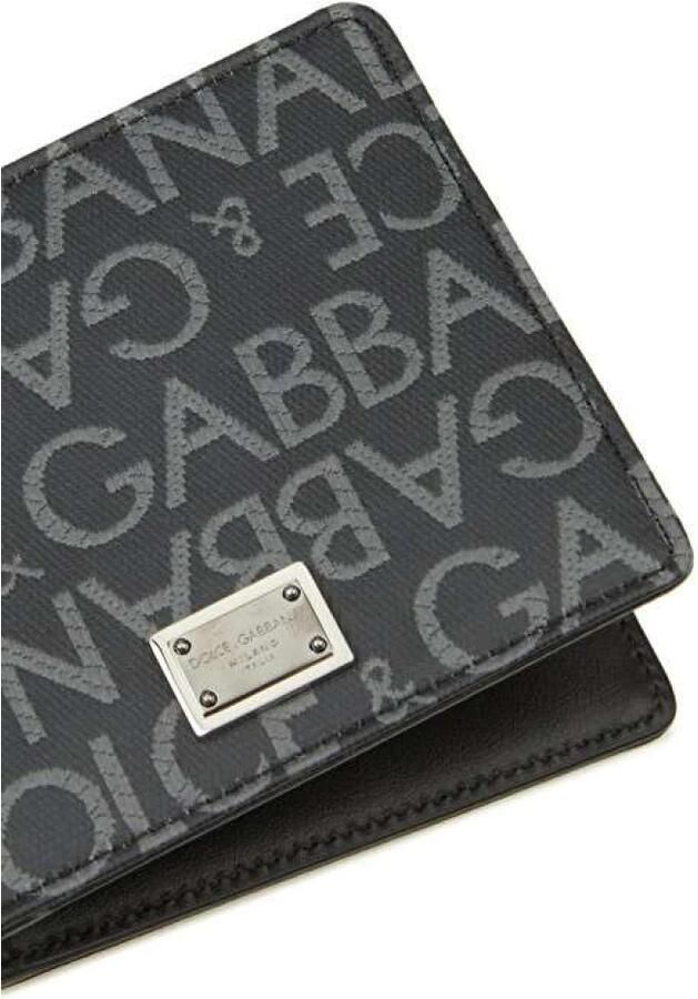 Dolce & Gabbana Logoed Jacquard Portemonnee Zwart Grijs Gemaakt in Italië Black Heren - Foto 3